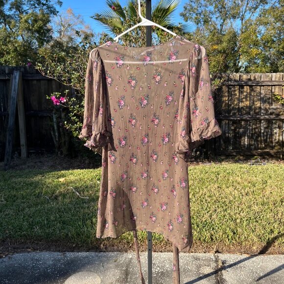 Betsey Johnson Genuine Y2k Vintage Silk Floral Babydoll Top Size 4 - Picture 2 of 6